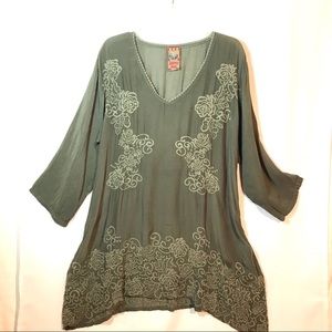 Johnny Was Embroidered Rayon Tunic Top XL